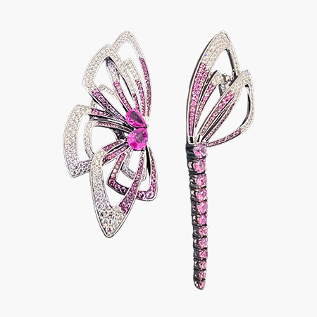 Diamond Pink Sapphires Butterfly Dreams Earrings